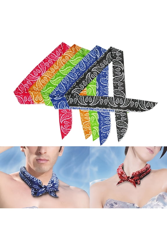Cool Bandana Ties Neck Wrap Cooler Headband Ice Cold Scarf Cold Neck Towel - Print Ice Silk Scarf Headband for Summer Outdoor Activities