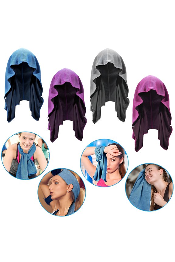 Cooling Hoodie Towel Sweat Absorption Extra Soft Sun Quick Drying Sweat Towel Neck Wrap Sports Supplies Dark Purple