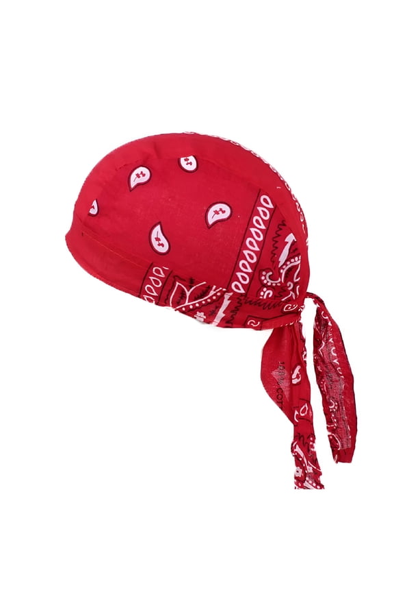 Cotton Biker Skull Cap Motorcycle Bandana Head Wrap Do Rag, Red