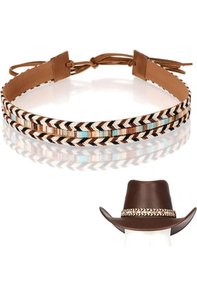 Cowboy Hat Bands for Men and Women,Hand Made Replacement Braid Hat Belt,Ethnic Western Rural Hats Belts for Cowboy/Cowgirl Hats,Western Brown
