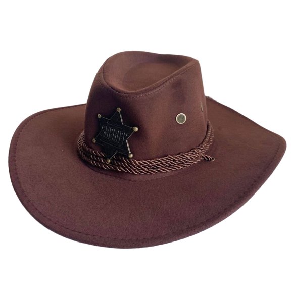 TELOLY Cowboy Hat,Breathable Suede Wide-Brim Cowgirl Hat for UV Protection,Versatile Safari Hat Featuring Adjustable Chin Strap,Light Brown