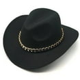 thumbnail image 1 of TELOLY Cowboy Hat,Classic British Gentleman Style Cowgirl Hat,Wool Felt Safari Hat for Warmth and Comfort,Black, 1 of 2