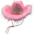 thumbnail image 1 of TELOLY Cowboy Hat,Elegant Pink Cowgirl Hat with Feather Border,Shiny Safari Hat with Trendy Lettered Details, 1 of 2