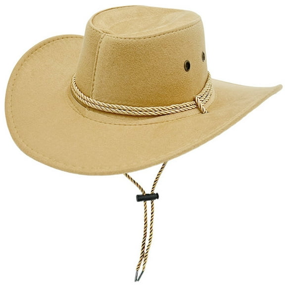 TELOLY Cowboy Hat,Ergonomic Wide-Brim Cowgirl Hat for Sun Protection,Functional Safari Hat Complete with Windproof Strap Adjustment,OffWhite