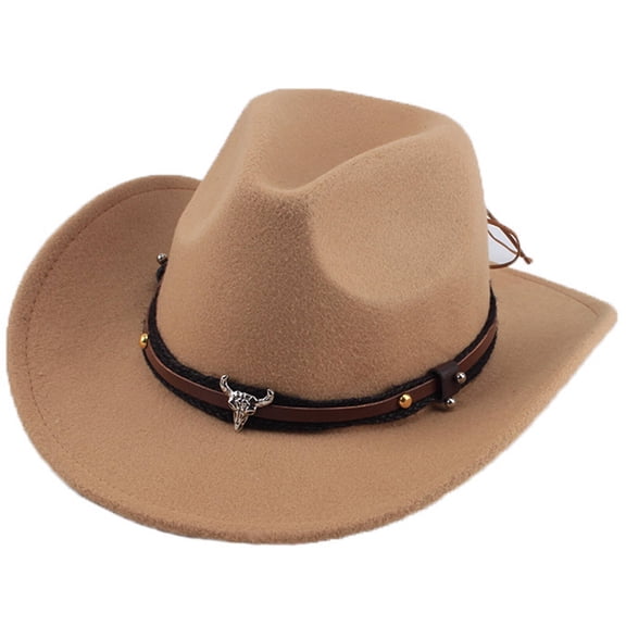 TELOLY Cowboy Hat,Fashionable Wide-Brim Cowgirl Hat Featuring Moisture-Wicking Sweatband,Practical Safari Hat with Adjustable Windproof Strap,Faw