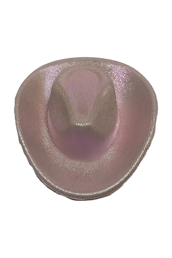 Cowboy Hat,Holographic Metallic Shine Cowgirl Hat for a Show-Stopping Look,Space-Inspired Design Safari Hat Complete for a Bold Twist,Pink Small Size