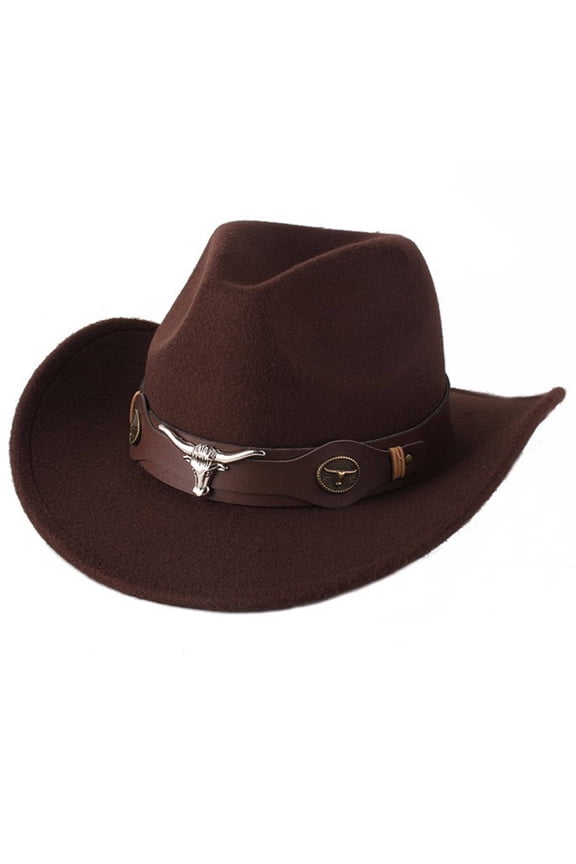 Cowboy Hat,Modern Wide-Brim Cowgirl Hat with Moisture-Wicking Sweatband,All-Purpose Safari Hat with Adjustable Windproof Strap,Belt Coffee