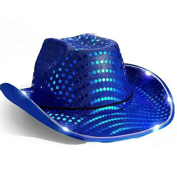 TELOLY Cowboy Hat,Party-Ready Cowgirl Hat with LED Lights,Eye-Catching Safari Hat with All-Over Sequin Sparkle