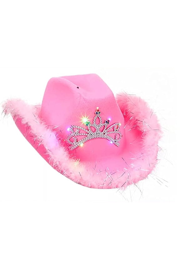Cowboy Hat,Feather Edge Decoration Cowgirl Hat for Unique,EVA Material Safari Hat for Lightweight Comfort,Pink Light