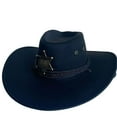 thumbnail image 1 of TELOLY Cowboy Hat,Soft Suede Wide-Brim Cowgirl Hat for Sun Protection,Safari Hat Featuring Adjustable Windproof Strap,Black, 1 of 2