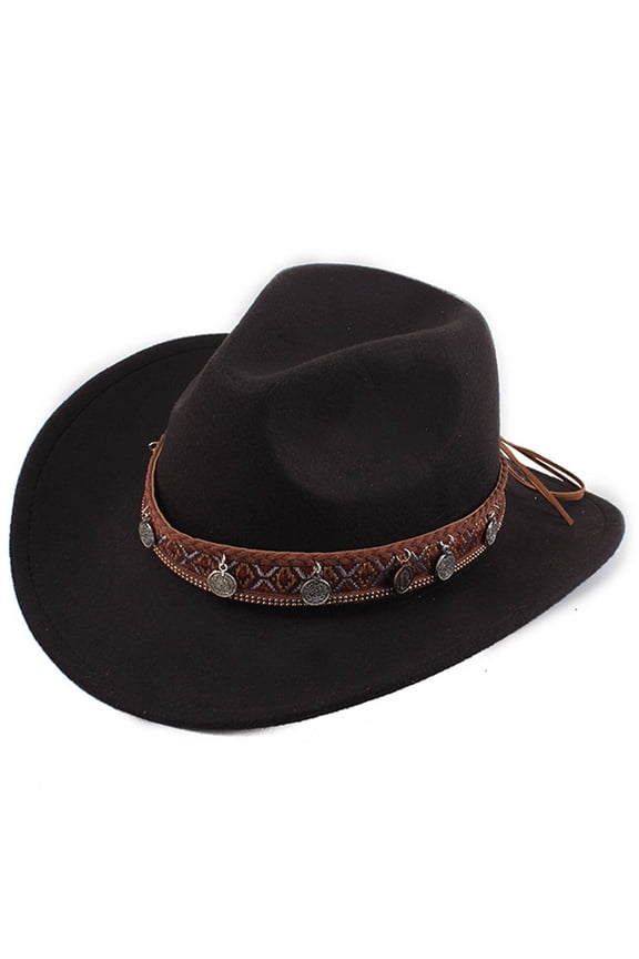 Cowboy Hat,Structured Wide-Brim Cowgirl Hat for Sun Protection,Classic Safari Hat Featuring Adjustable Windproof Strap,Black