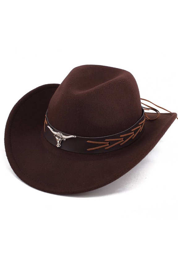 Cowboy Hat,Stylish Wide-Brim Cowgirl Hat with Moisture-Wicking Sweatband,Versatile Safari Hat with Adjustable Windproof Strap,Coffee