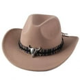 thumbnail image 1 of TELOLY Cowboy Hat,Stylish Wide-Brim Cowgirl Hat with Moisture-Wicking Sweatband,Versatile Safari Hat with Adjustable Windproof Strap,Tibetan Faw, 1 of 2