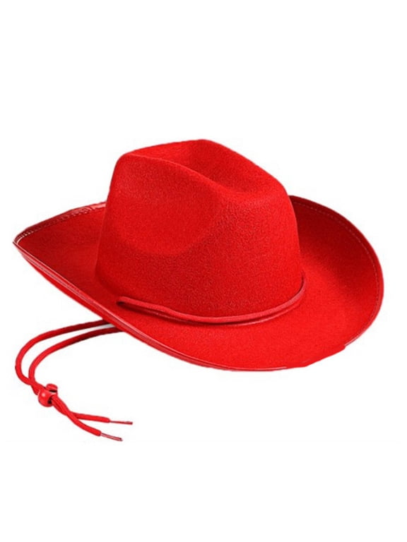 Cowboy Hat,Trendy and Fun Cowgirl Hat,Structured Wide Brim Safari Hat for Full Sun Protection,Red