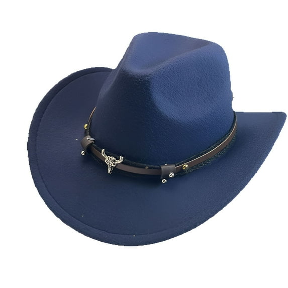 TELOLY Cowboy Hats,Full of Personality Cowgirl Hats Women,Exquisite Embroidery Mens Cowboy Hat,Navy