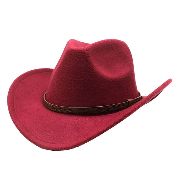 TELOLY Cowboy Hats,Stylish Belt Accent Cowgirl Hats Women,Enhances Vintage Appeal Mens Cowboy Hat,Red