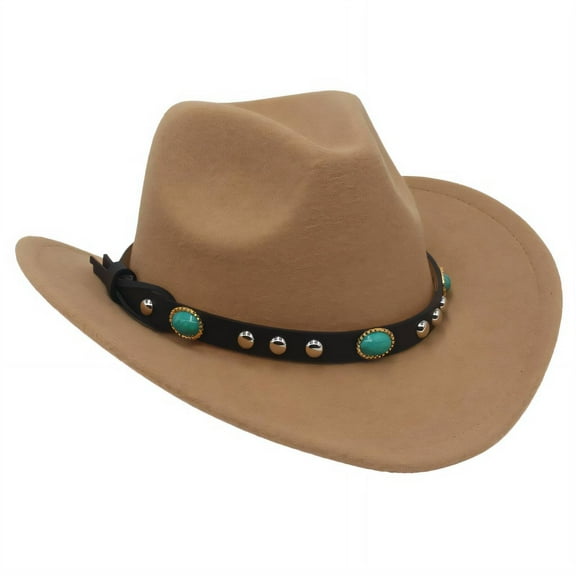 TELOLY Cowboy Hats for Women,Boho Chic Jazz Cap,All-Gender Versatile Boys Cowboy Hat,Camel