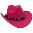 thumbnail image 1 of TELOLY Cowboy Hats for Women,Boho Chic Jazz Cap,All-Gender Versatile Boys Cowboy Hat,Rose Red, 1 of 2