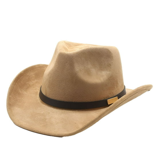 TELOLY Cowboy Hats for Women,Ethnic Style Rolled Brim Design Cowboy Hat Men,Vintage Equestrian Style Cowgirl Hat,Camel