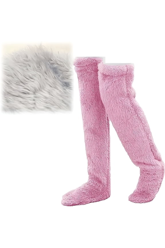 Cozy Socks, Sock Slippers, Teddy Legs Long Socks, Footwear Long Socks, Knee High Long Socks, Pink