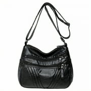 TELOLY Crossbody Bags for Women,Soft Washed Leather Purses for Women Clearance,Elegant Smooth Texture Women'S Crossbody Handbags,Black