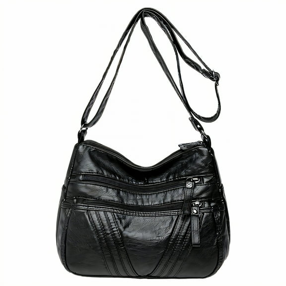 TELOLY Crossbody Bags for Women,Soft Washed Leather Purses for Women Clearance,Elegant Smooth Texture Women'S Crossbody Handbags,Black