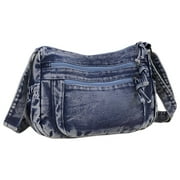 TELOLY Crossbody Bags for Women,Vintage Wash Fabric Crossbody Purses for Women,Unique Artistic Style Purses for Women Clearance,Blue