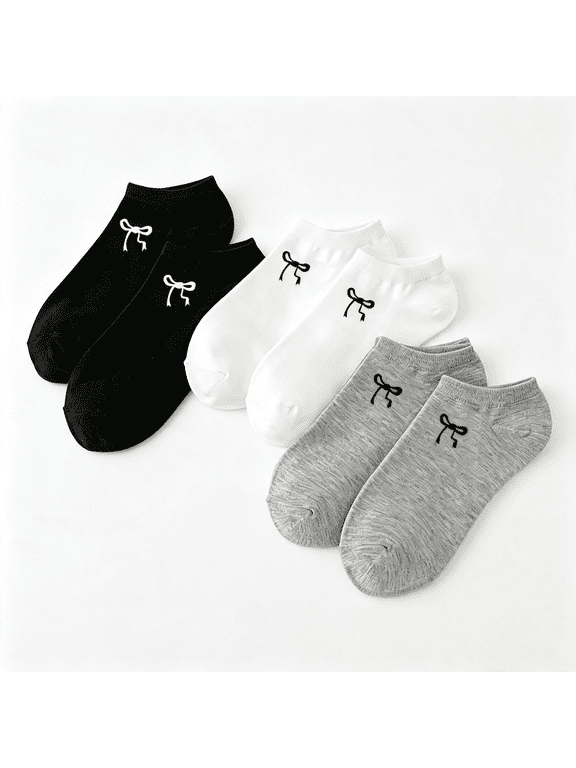 Cute Ankle Socks with Bows for Women,Coquette Socks for Teen Girls,Aesthetic Thin Breathable Sock Gifts (3 Pcs) Bow Socks