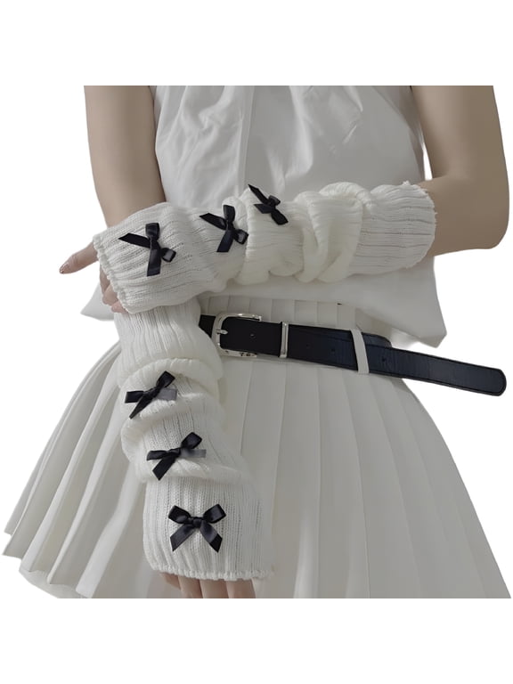 Cute Bow Arm Warmers Kawaii Half Finger Adorable Accessories for Teen Girl Glove Gyaru Harajuku Arm Sleeve