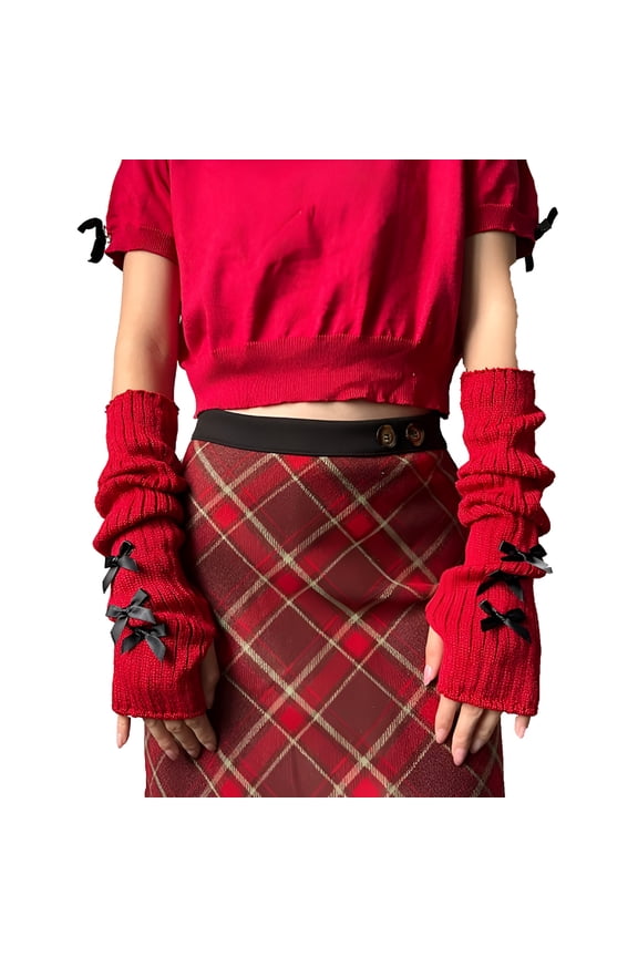Cute Bow Arm Warmers, Kawaii Half Finger Gloves, Adorable Accessories for Teen Girls, Harajuku Arm Sleeves