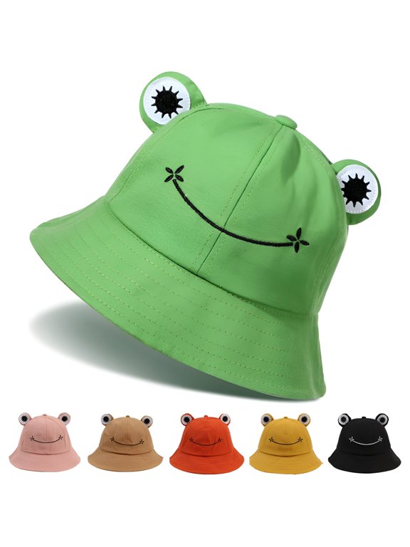 Cute Frog Bucket Hats Fisherman Cap Summer Beach Sun Protection Cap for Adults