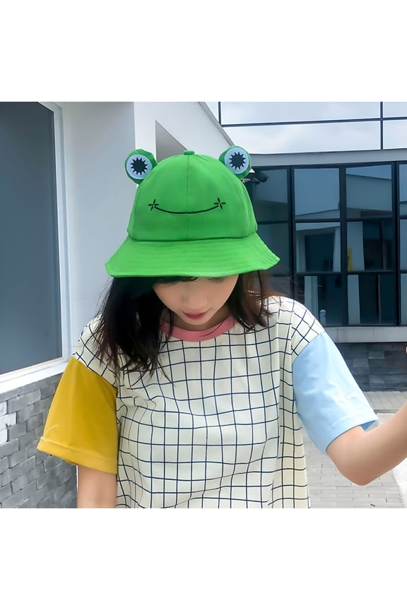 Cute Frog Design Sun Protection Fisherman Hat Children Adults Outdoor Bucket Cap Frog Bucket Hat Adult