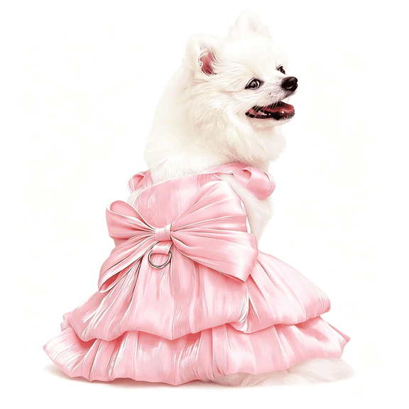 TELOLY Cute Princess Dog Dress for Small Dogs Cats,Puppy Dress with Bowknot & D-Ring,Fancy Pet Girls Outfit for Wedding Birthday Party Cat Clothes (Pink,Large)