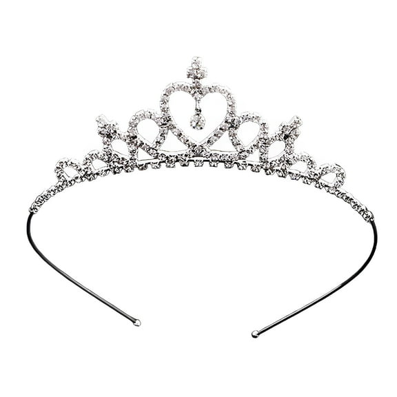 TELOLY Delicate Wedding Party Children Flower Girl Crystal Rhinestones Heart Shaped Crown Headband Tiara
