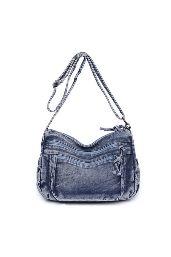 Denim Purse,Large Capacity Denim Purses for Women,Multiple Pockets Denim Bag,Blue