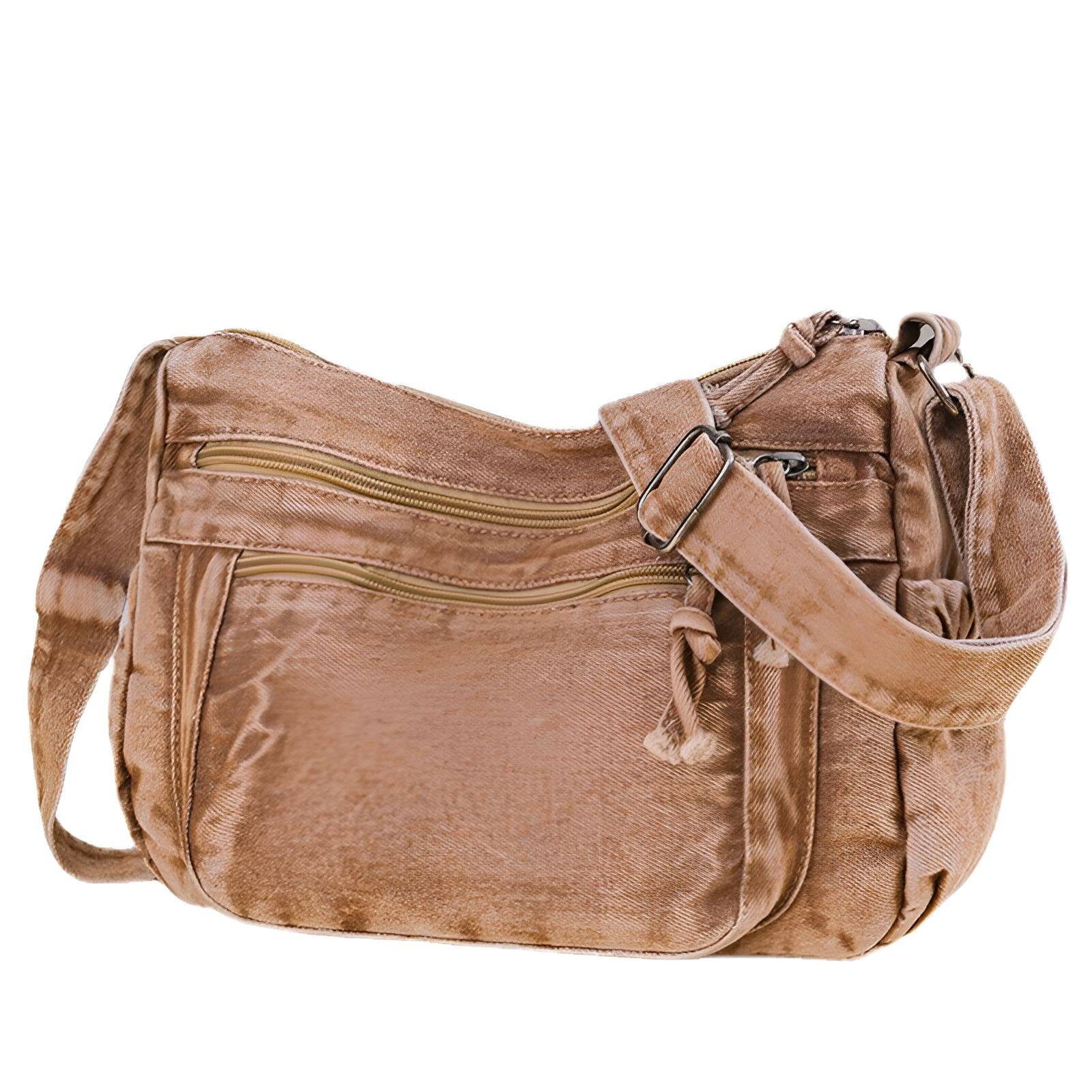 TELOLY Denim Purse,Lightweight Design Denim Purses for Women,Comfortable Wear Denim Bag,Brown