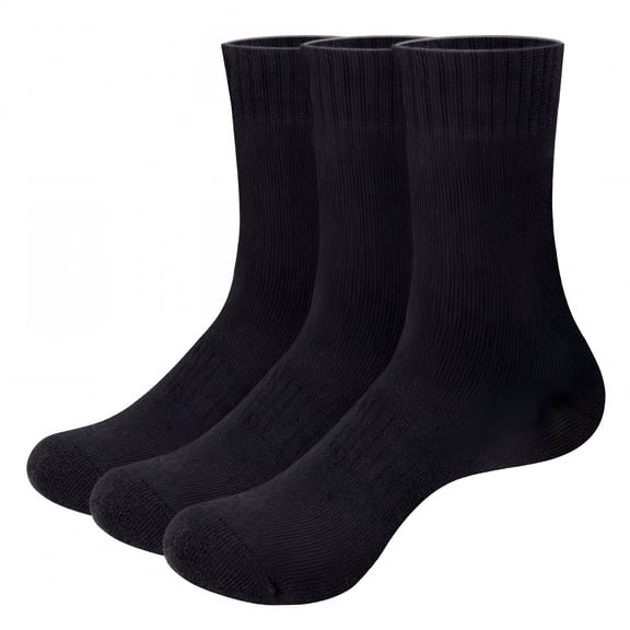 TELOLY Diabetic Socks for Men Women,Merino Wool Non-Binding Top Socks with Cushion Sole,Seamless Toe 3 Pairs Black 2XL