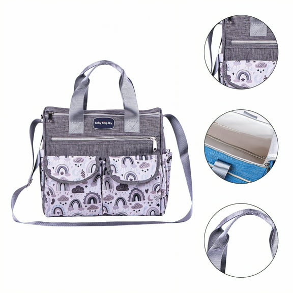 TELOLY Diaper Bag,11.8"*5.9"*11" Crossbody Diaper Bag,Polyester Tote Diaper Bags,Gray