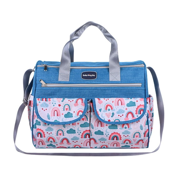 TELOLY Diaper Bag,15.7"*7.9"*11.8" Diaper Bag Girl,Polyester Tote Diaper Bag,Blue