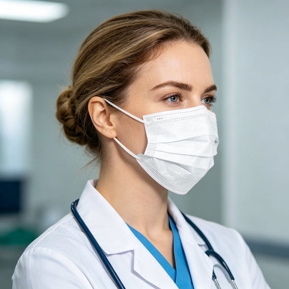 TELOLY Disposable Medical Surgical Mask 100 Pack 3 Ply Breathable Non Woven Face Cover with Elastic Ear Loops for Adult Daily Use School Office Outdoor