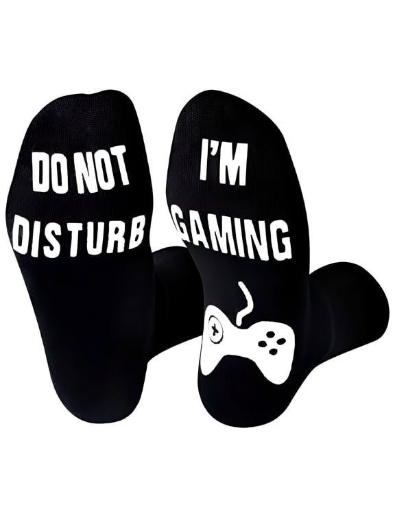 Do Not Disturb I'M Gaming Socks, Funny Novelty Socks Gaming Gift for Teen Boys Mens Gamer Kids Sons Husbands Boyfriends Women