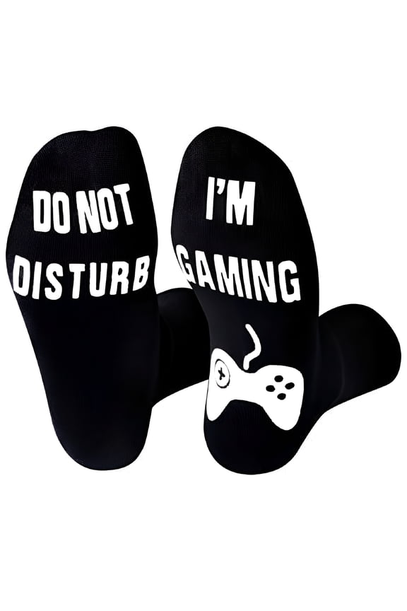 Do Not Disturb I'm Gaming Socks, Funny Novelty Cotton Socks, Gamer Gift for Teen Boys, Men, Kids, Husbands (US 6-12)