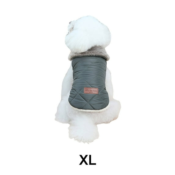 TELOLY Dog Clothes,Allows Free Movement Dog Jacket,Cotton Lining Quilted Nylon Texture Pet Costumes,Grey,Xl