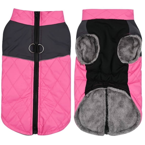 TELOLY Dog Clothes,Comfortable Lining Dog Jacket,Warmth Lightweight Fabric Pet Costumes,Pink,Xs