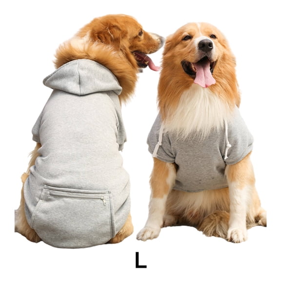 TELOLY Dog Clothes,Fleece Warming Material Dog Jacket,Practical Pocket Comfortable Fit Dog Sweatshirt,Grey,L