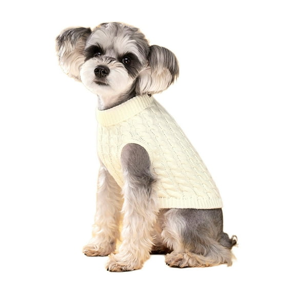 TELOLY Dog Clothes Pet-Approved Fit Dog Coat Fine-Knit Lasting Cute Dog Outfit XS White