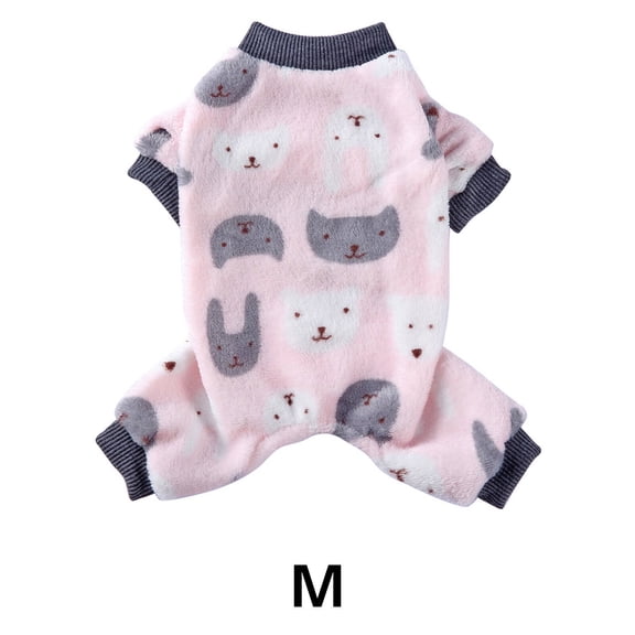 TELOLY Dog Clothes,Prevents Dirt Pet Pajamas,Heat Retention Soft Fabric Dog Onesie,Pink,M