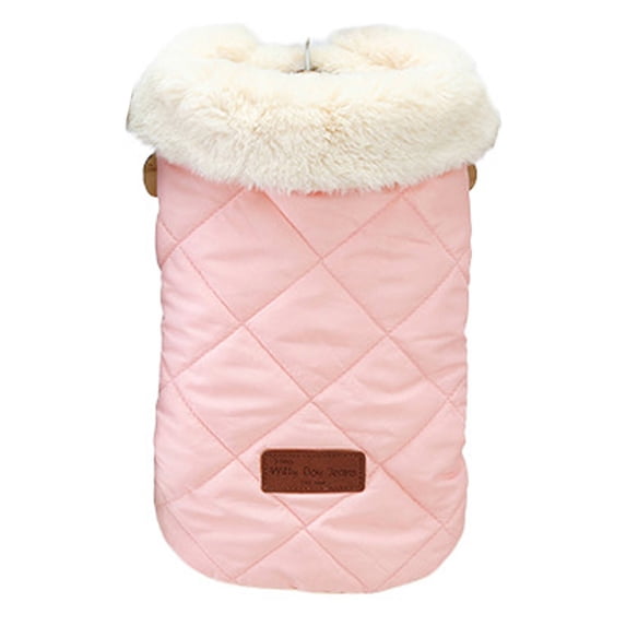 TELOLY Dog Clothes,Quilted Nylon Texture Dog Jacket,Plush Inner Lining Unique Charm Pet Costumes,Pink,L