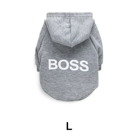 TELOLY Dog Clothes,Snug Neckline Dog Jacket,Stylish and Functional Fluffy Fleece Lining Dog Sweatshirt,Grey,L