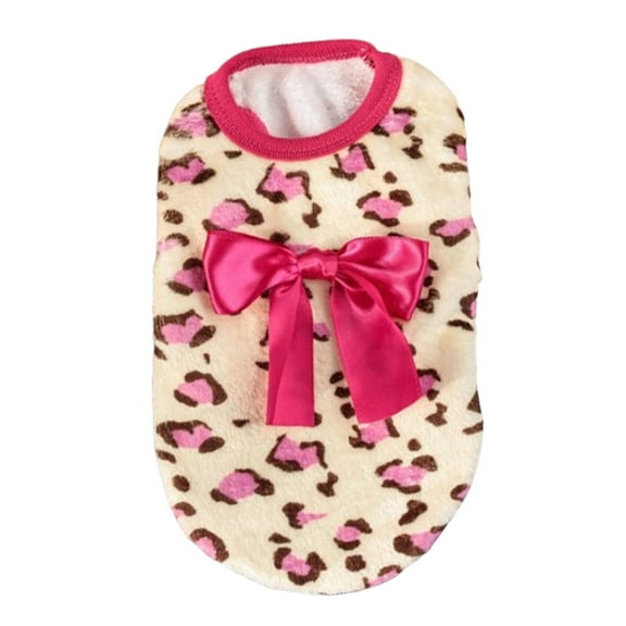 TELOLY Dog Clothes,Thick Warmth Dog Jacket,Breathable Soft Coral Fleece Dog Sweatshirt,Leopard Print,Pink,Xxs